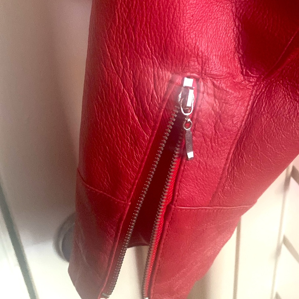 TRIBECA STUDIO Vintage Women’s Red Leather Jacket Zippered Size M - Picture 5 of 15
